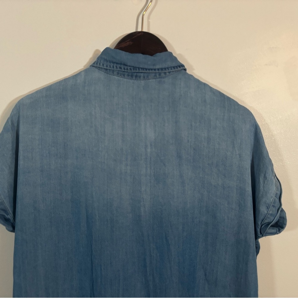 Zilcremo Chambray Button Down Shirt Dress Women’s Large Denim Look Pockets - Picture 7 of 10
